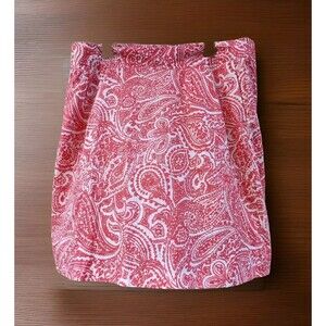 Land's End Paisley Orangey Coral and White Womens Skirt Size 16 Lined Summery